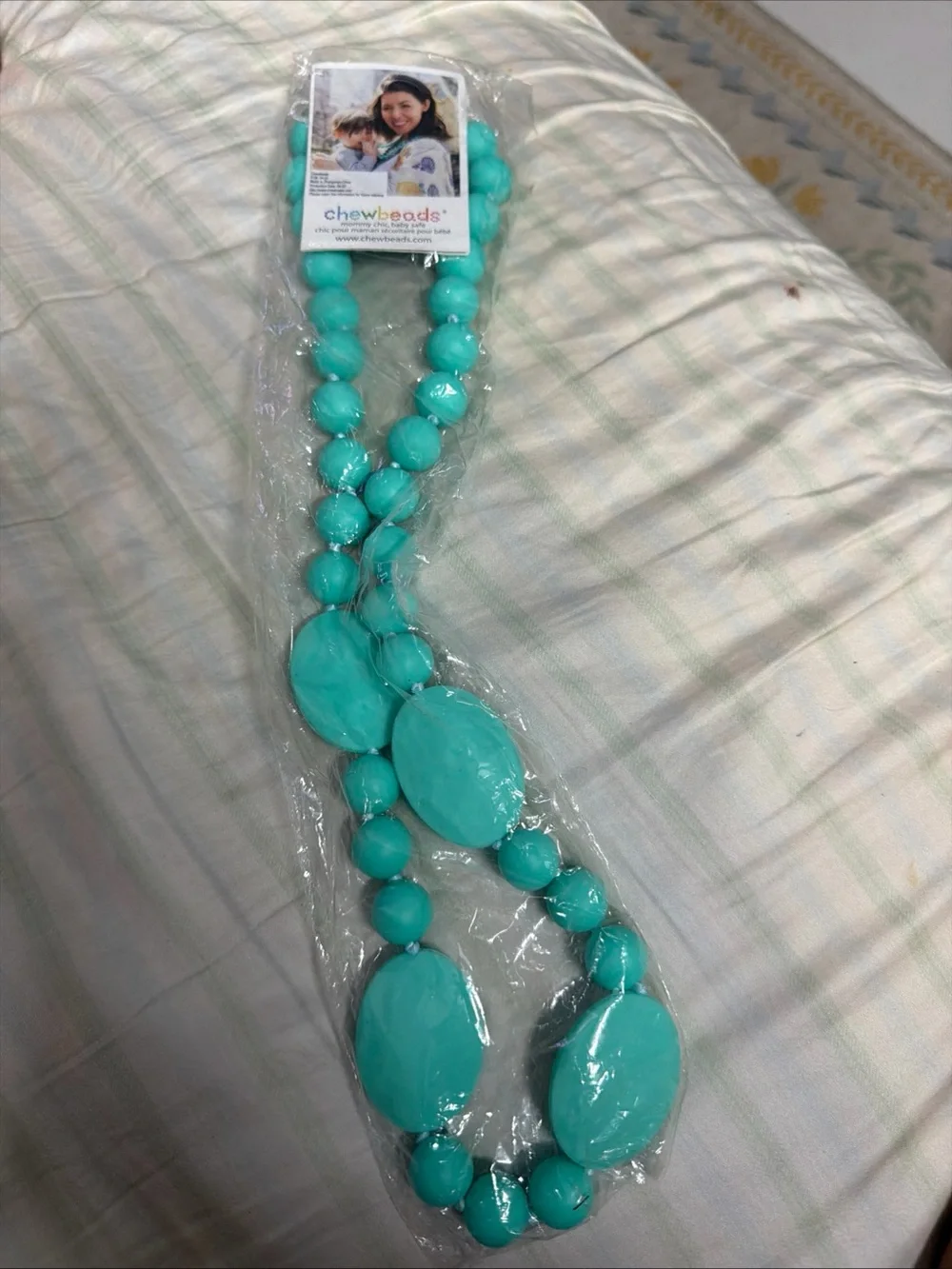 Chew beads necklace Teal Silicone Baby Necklace - Mommy Chic, Baby Safe